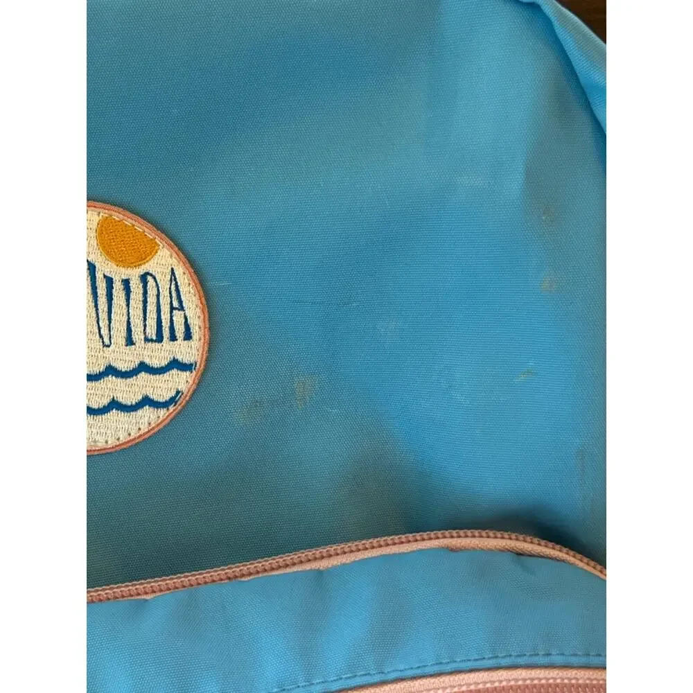 Pura Vida Pink & Blue Wave Patch School Work College Backpack 3 Pocket